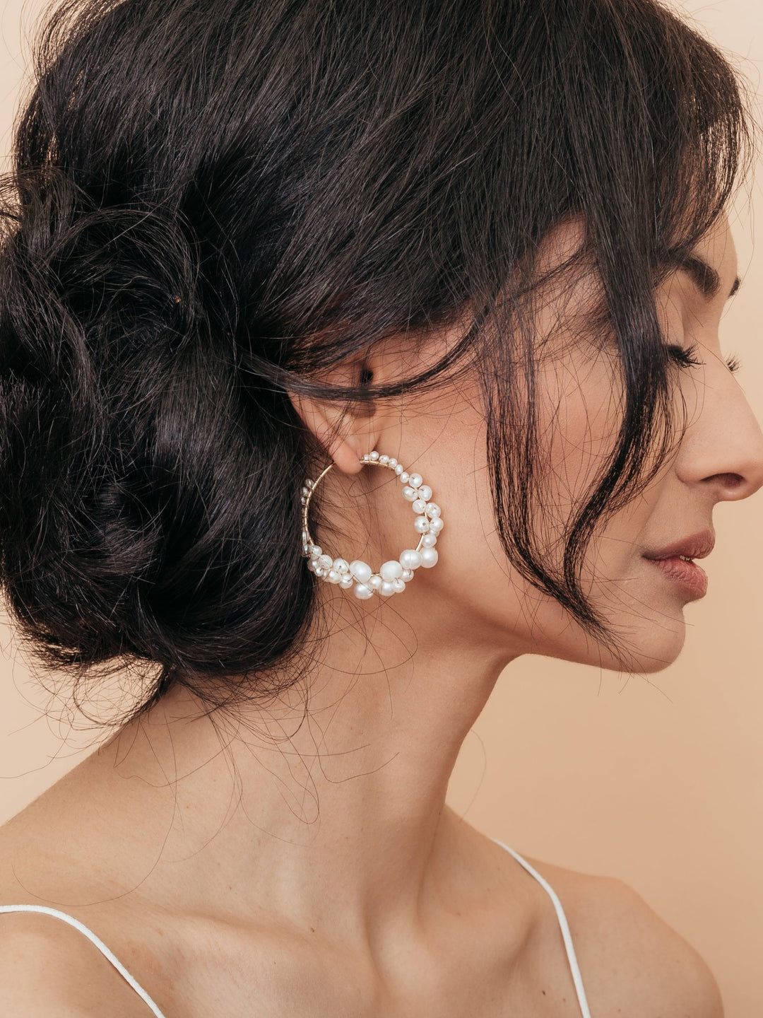 Elisajewels Cruz Pearl Hoop Earrings