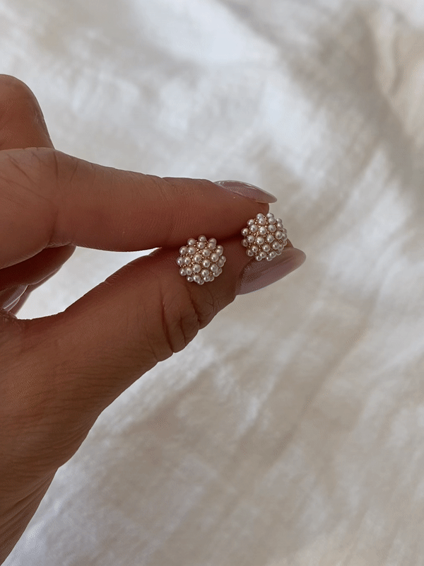 Elisajewels Mini Pearl Pave Studs