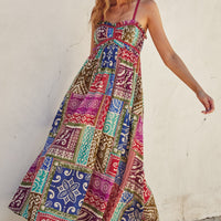 Boho Printed Maxi Flare Dress