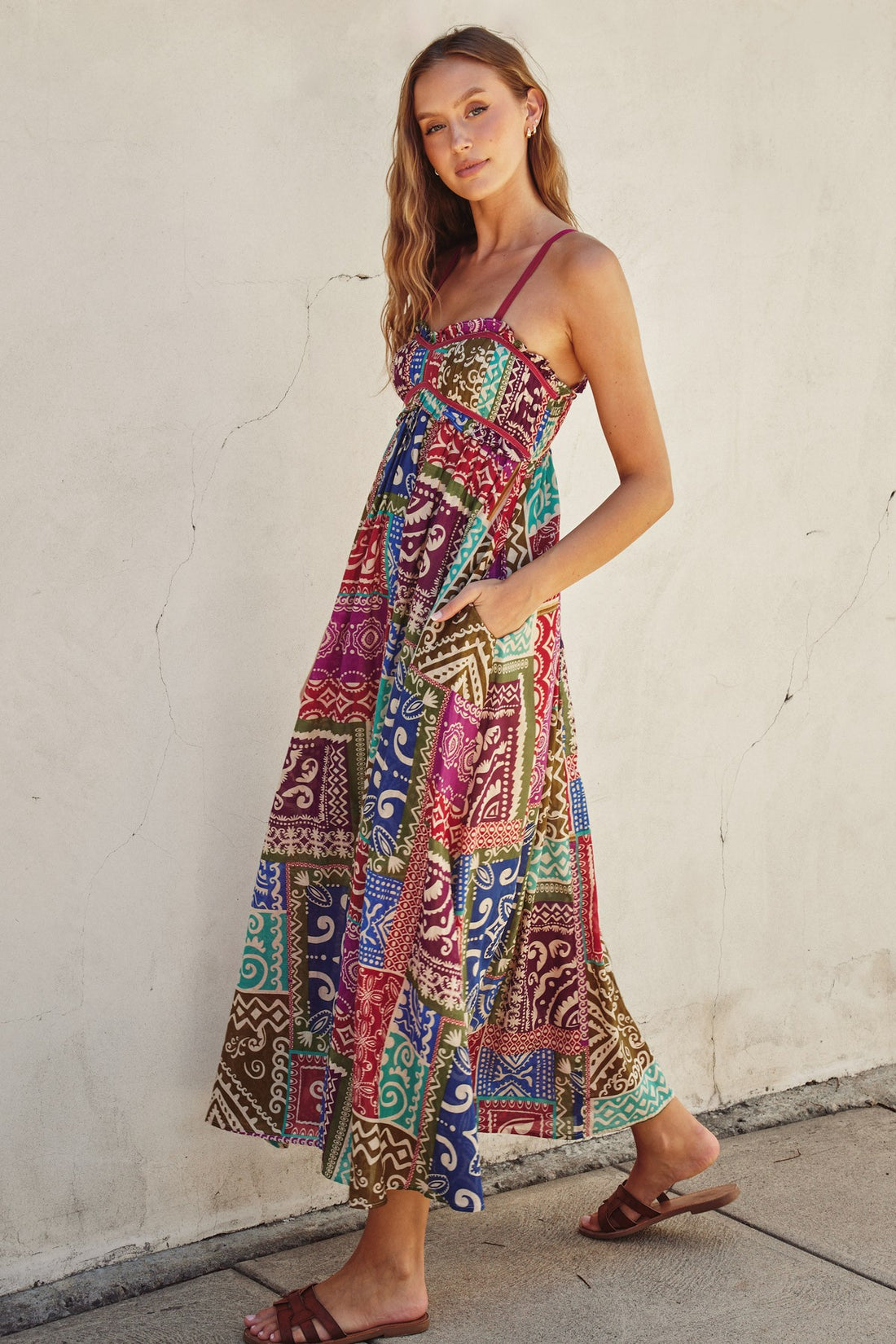 Boho Printed Maxi Flare Dress