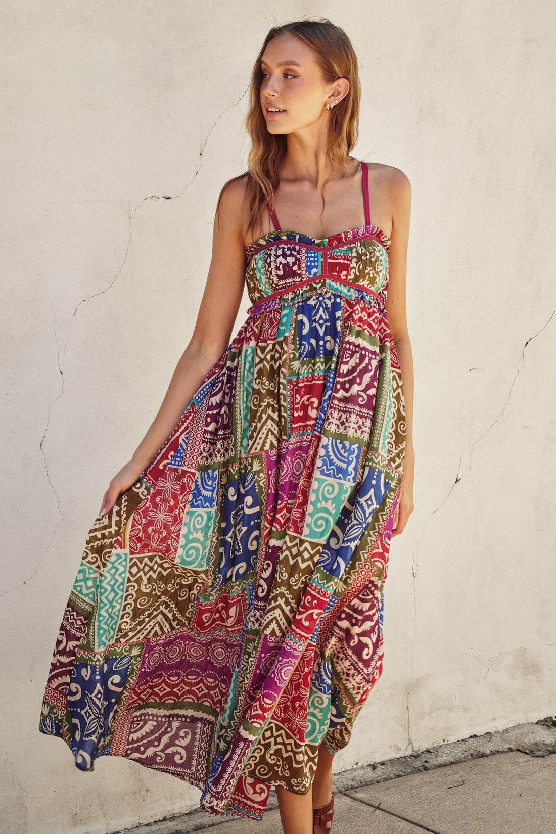 Boho Printed Maxi Flare Dress