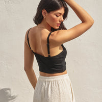 Twist-Front Ribbed Crop Top