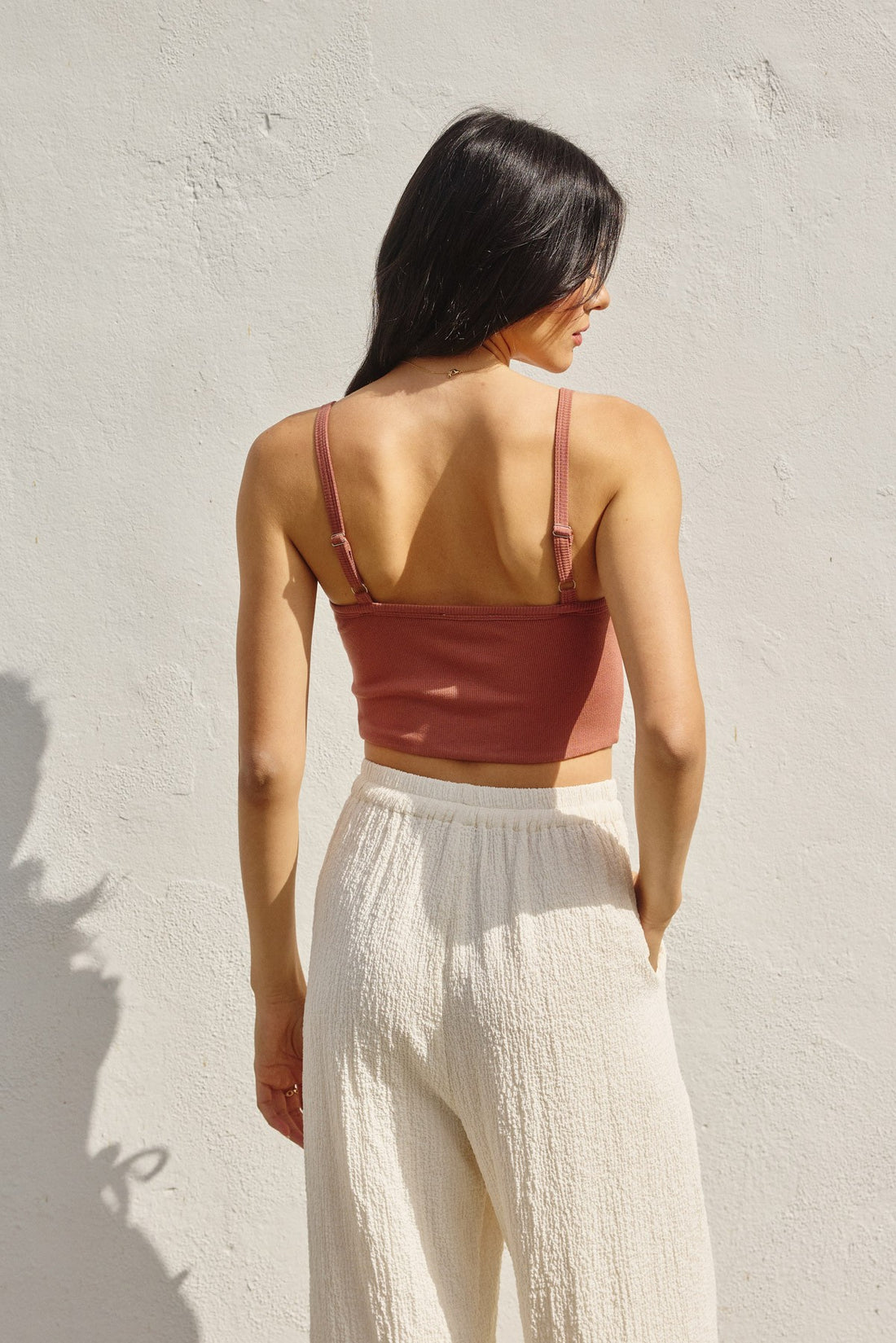 Twist-Front Ribbed Crop Top