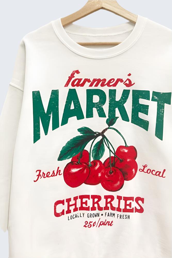Farmer's Market Cherries Oversized Sweatshirt