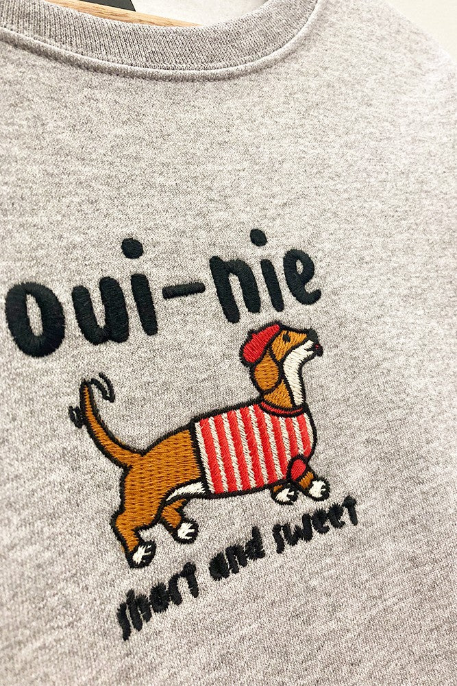 Dachshund Oui-nie Embroidered Oversized Sweatshirt
