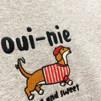 Dachshund Oui-nie Embroidered Oversized Sweatshirt