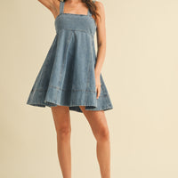 Denim Babydoll Flare Dress