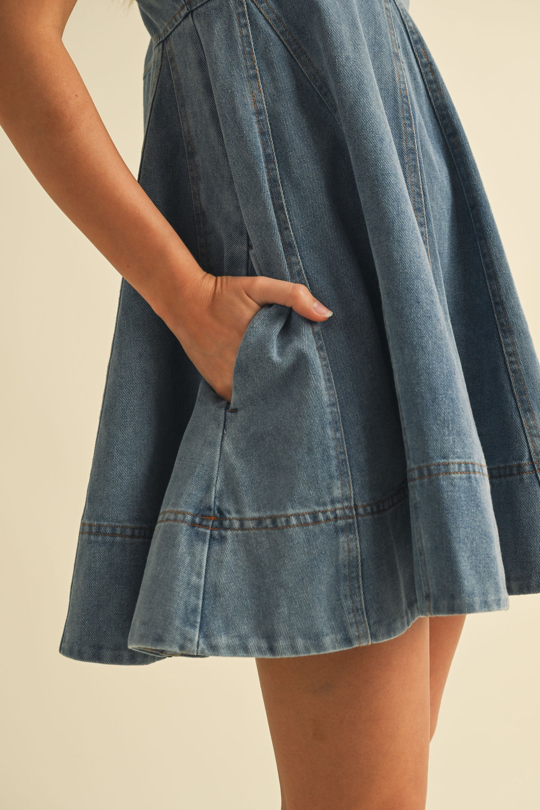 Denim Babydoll Flare Dress