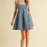 Denim Babydoll Flare Dress