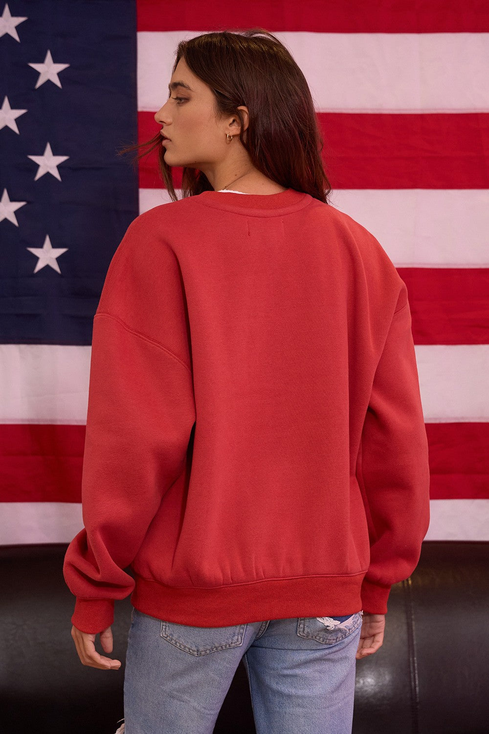 Vintage-Inspired America Fleece Sweatshirt