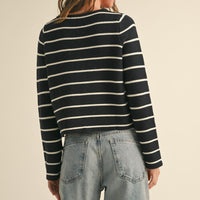 Striped Tie Front Knit Cardigan