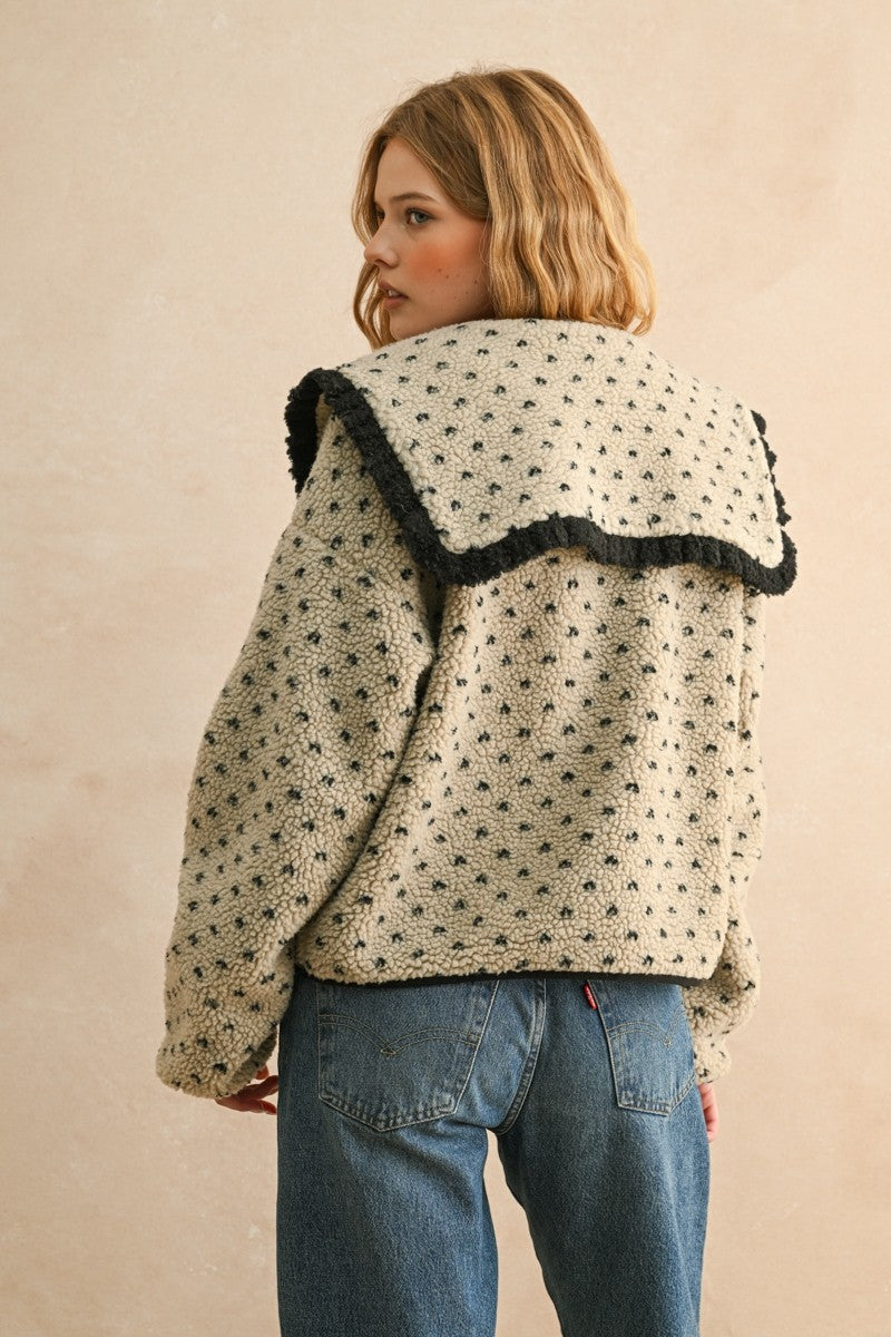 Soft Teddy Jacket with Contrast Collar