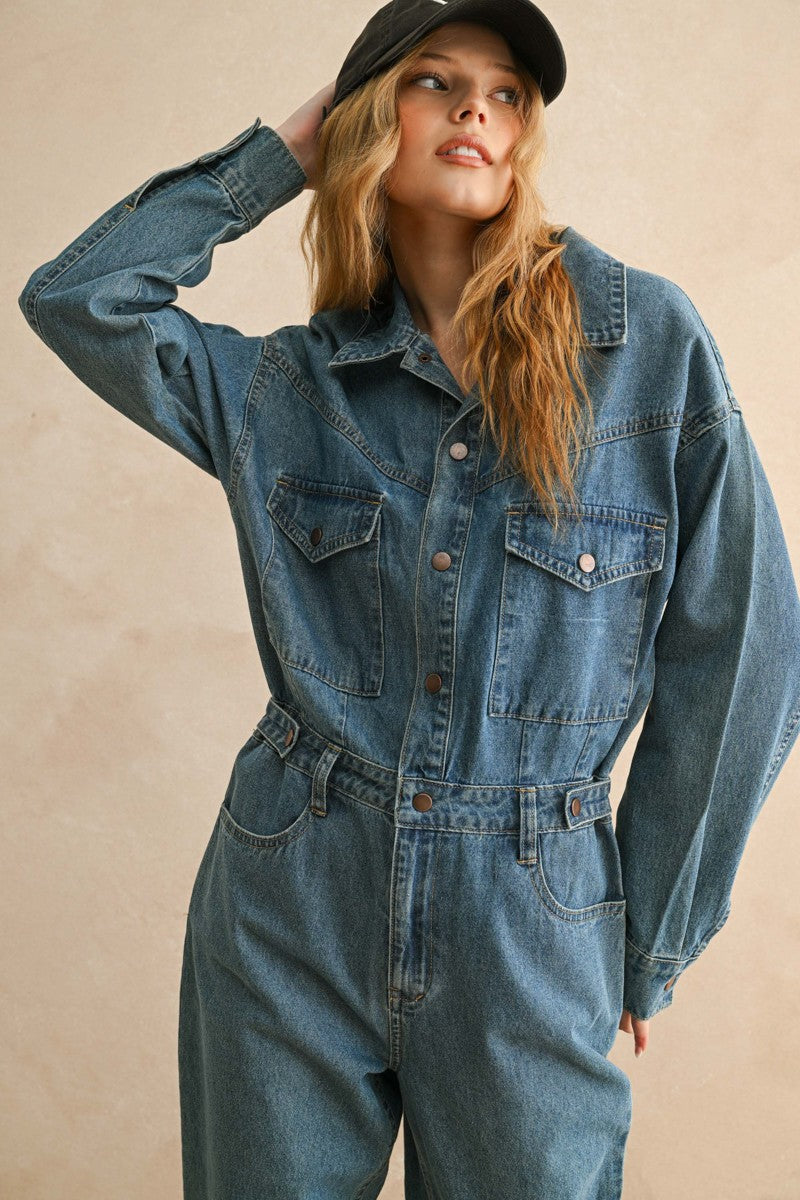 Vintage Utility Denim Jumpsuit