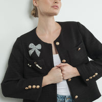 Cute Patch Tweed Jacket