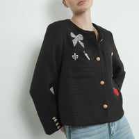 Cute Patch Tweed Jacket