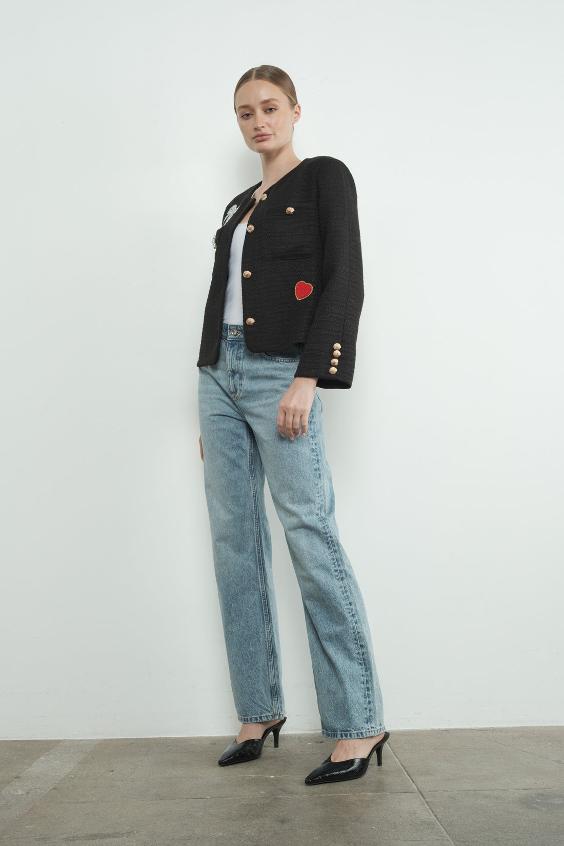 Cute Patch Tweed Jacket