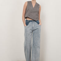 Color Block Denim Pants