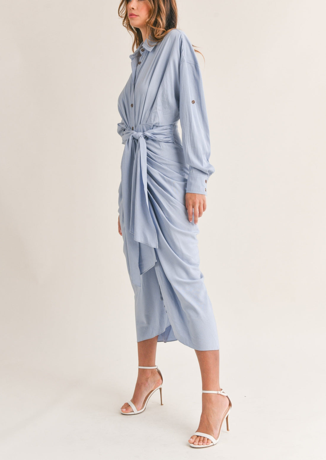 Elegant Shirt Midi Dress