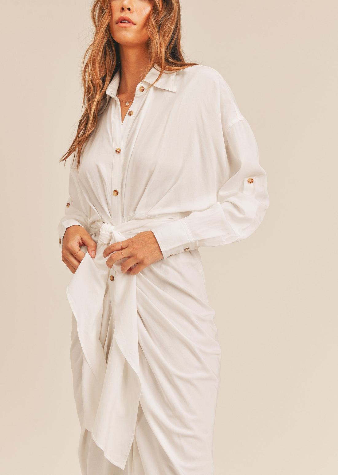 Elegant Shirt Midi Dress
