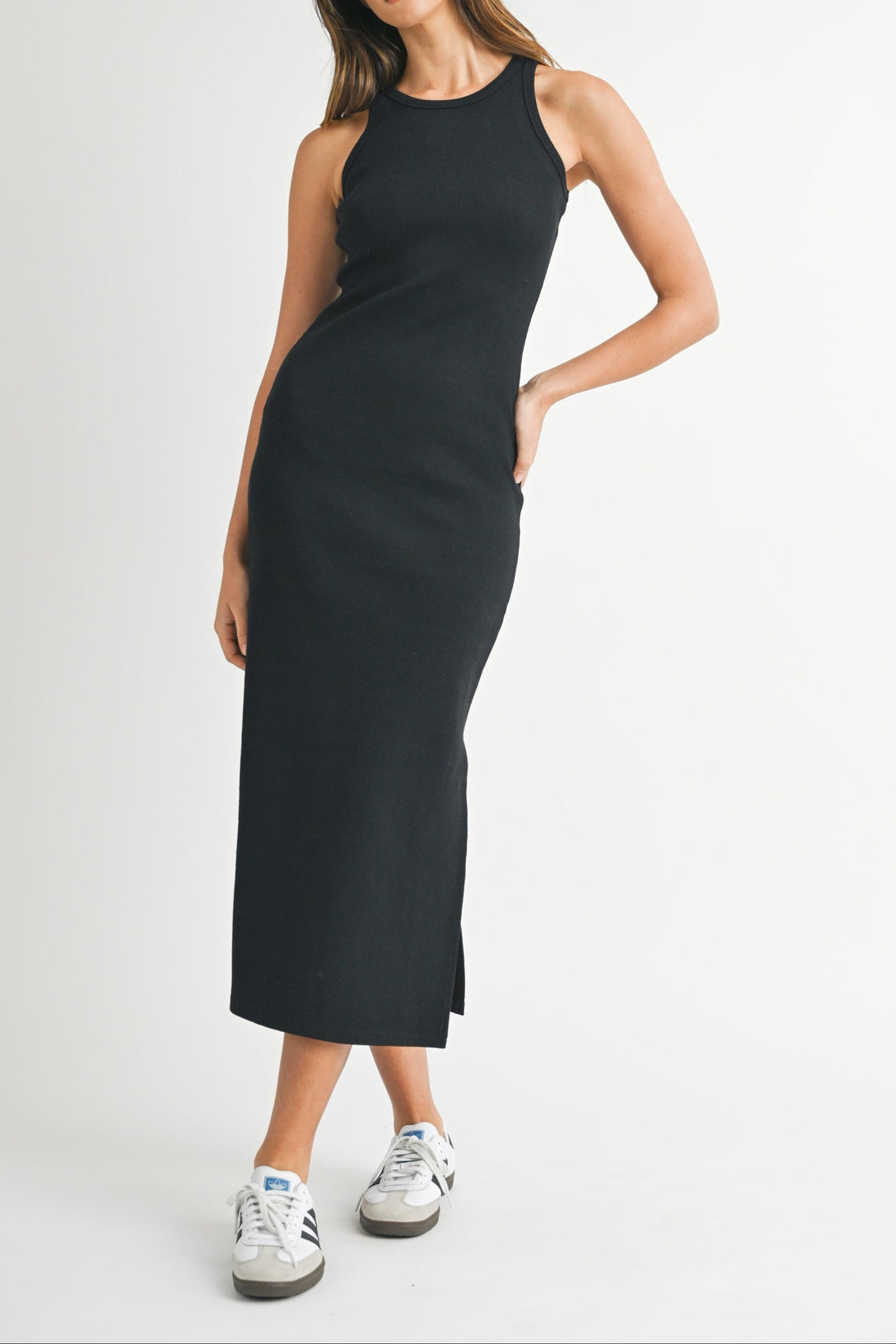 Ribbed Basic Bodycon Midi Dress
