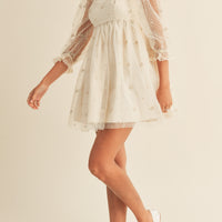 Swiss Dot Mesh Sleeve Dress