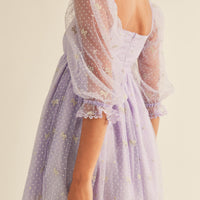 Swiss Dot Mesh Sleeve Dress