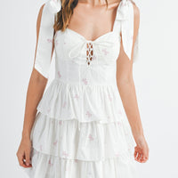 Bow Emobroidery Corset Mini Dress