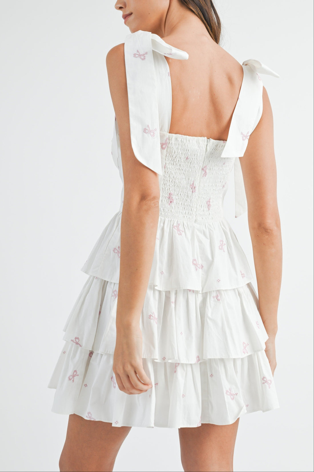 Bow Emobroidery Corset Mini Dress