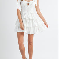 Bow Emobroidery Corset Mini Dress