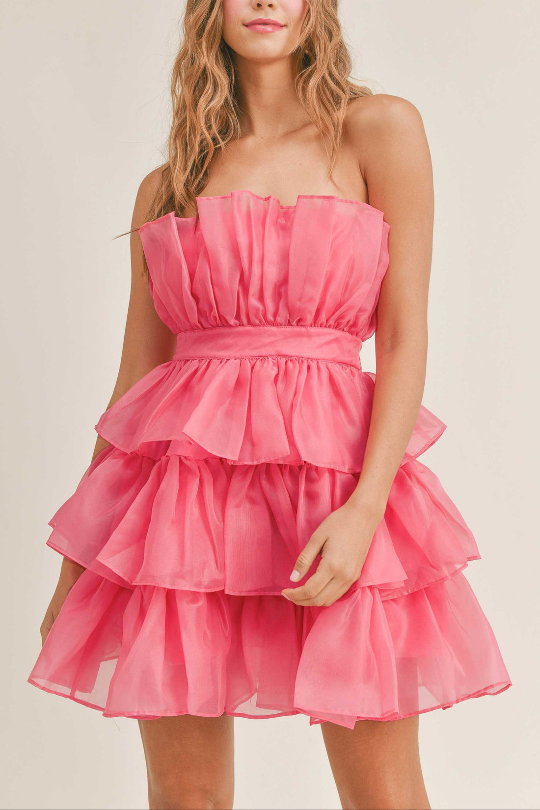 Organza Tulle Tiered Mini Dress
