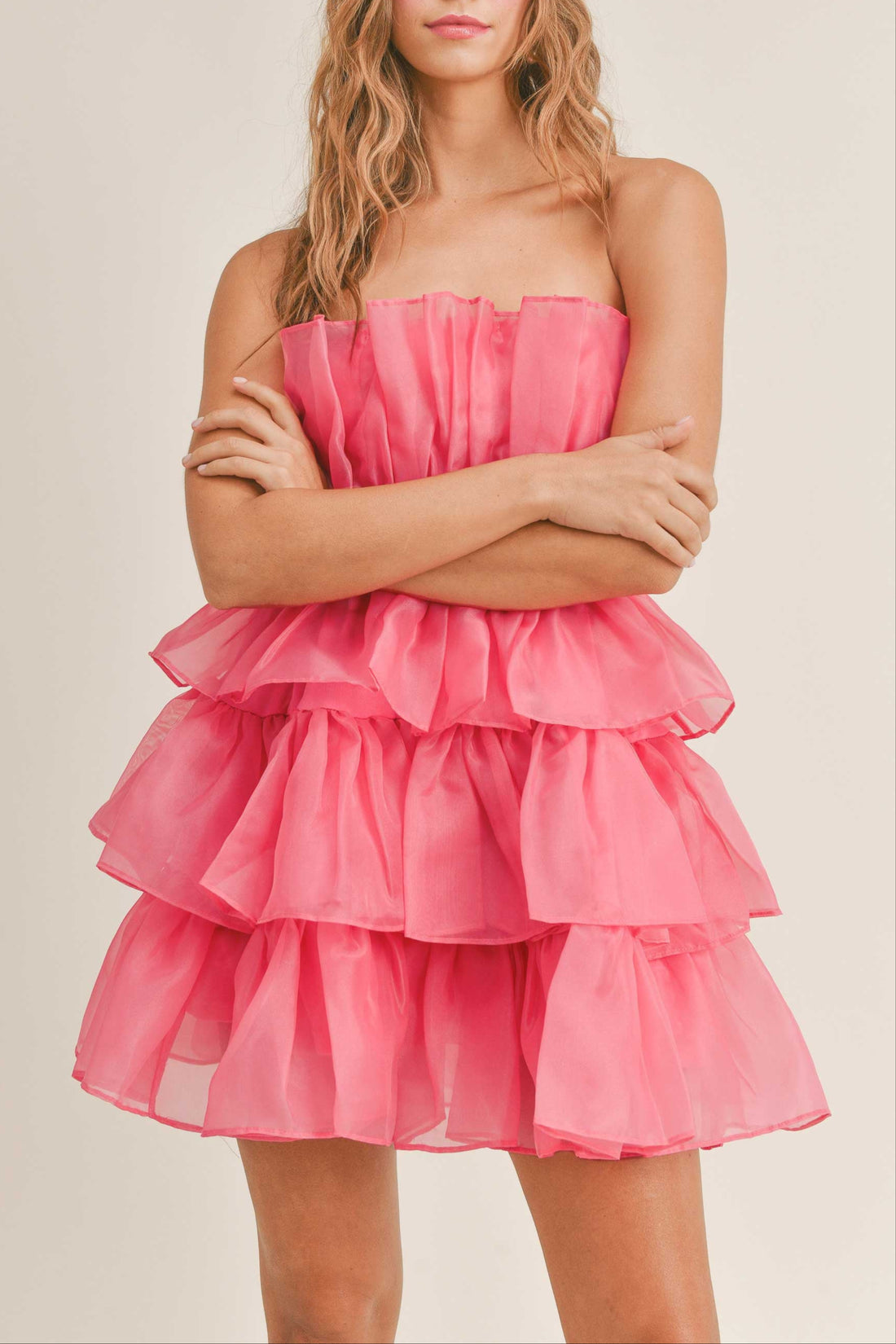 Organza Tulle Tiered Mini Dress