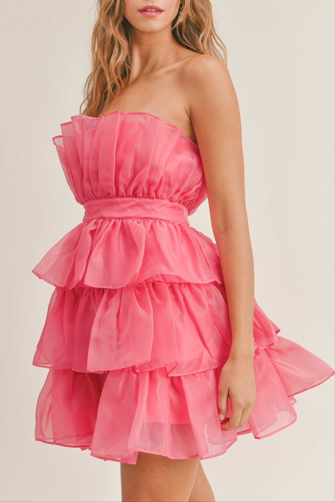 Organza Tulle Tiered Mini Dress