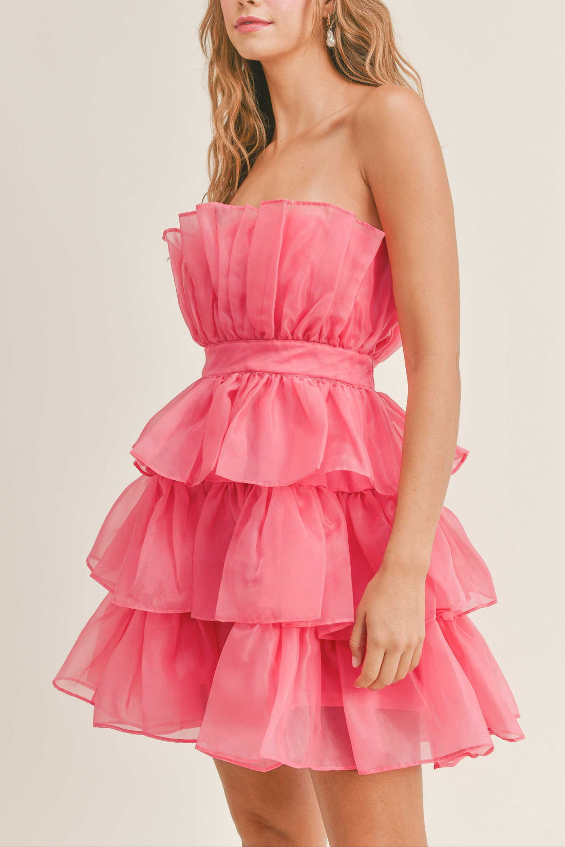 Organza Tulle Tiered Mini Dress