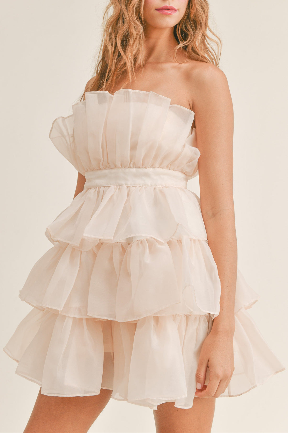 Organza Tulle Tiered Mini Dress
