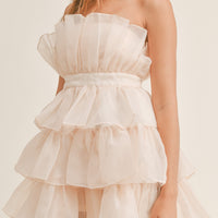 Organza Tulle Tiered Mini Dress