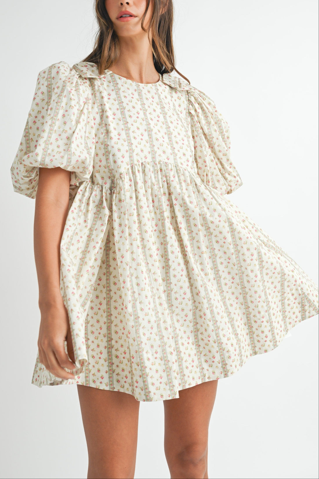 Floral Print Puff Sleeve Mini Dress
