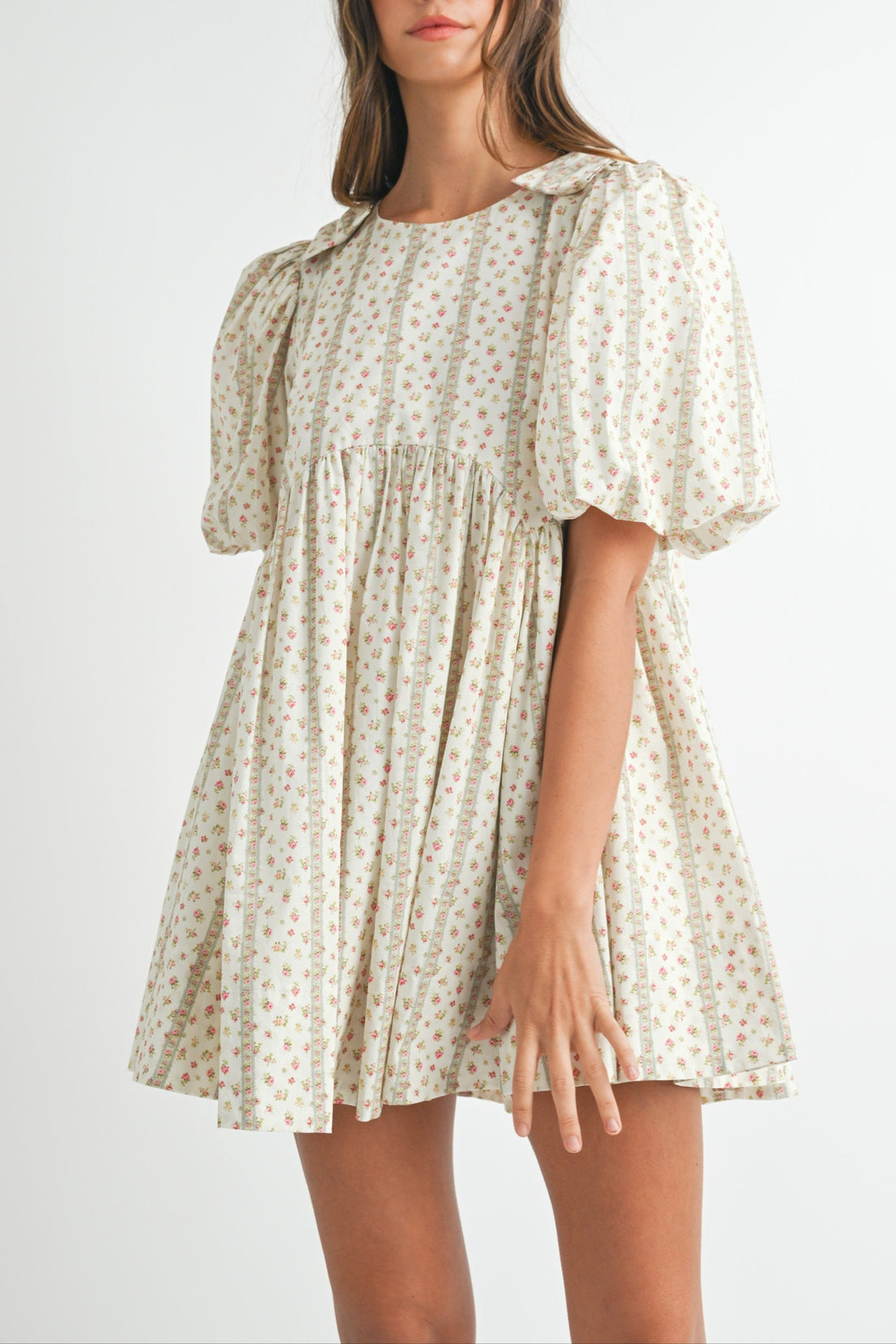 Floral Print Puff Sleeve Mini Dress