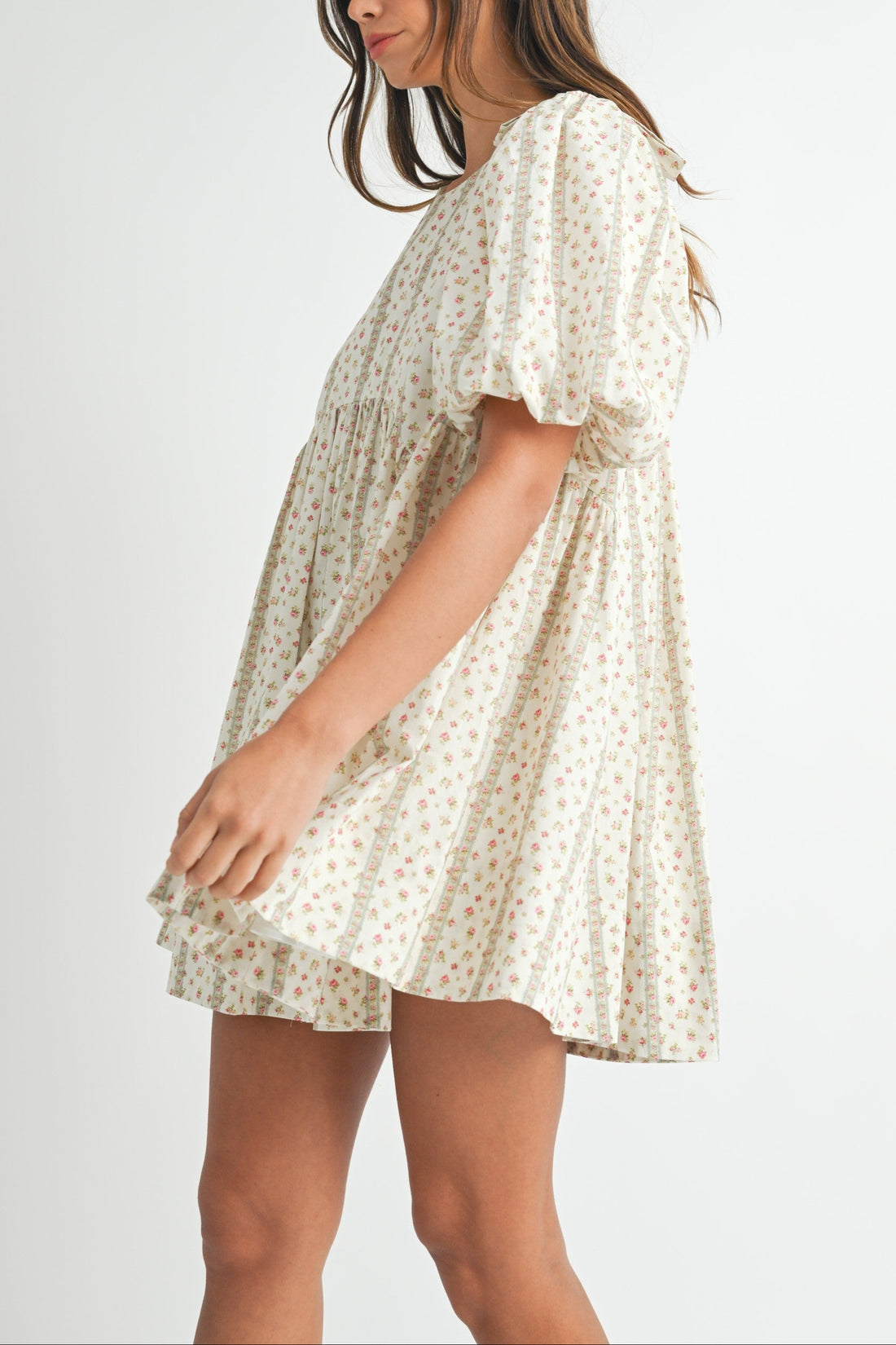 Floral Print Puff Sleeve Mini Dress