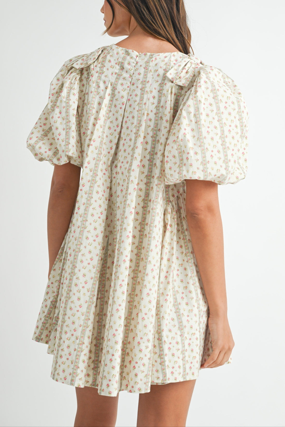 Floral Print Puff Sleeve Mini Dress