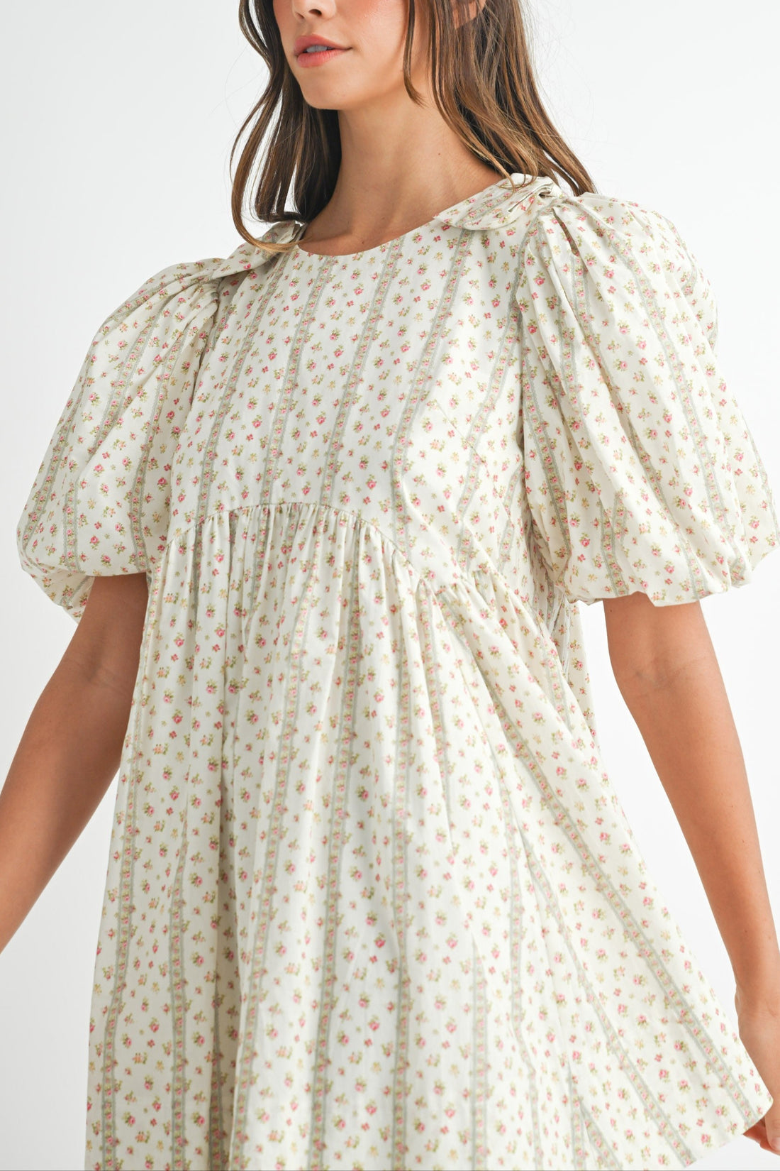 Floral Print Puff Sleeve Mini Dress