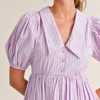 Pinstripe Collared Babydoll Dress