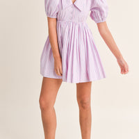 Pinstripe Collared Babydoll Dress