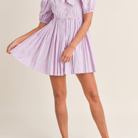 Pinstripe Collared Babydoll Dress