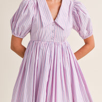 Pinstripe Collared Babydoll Dress