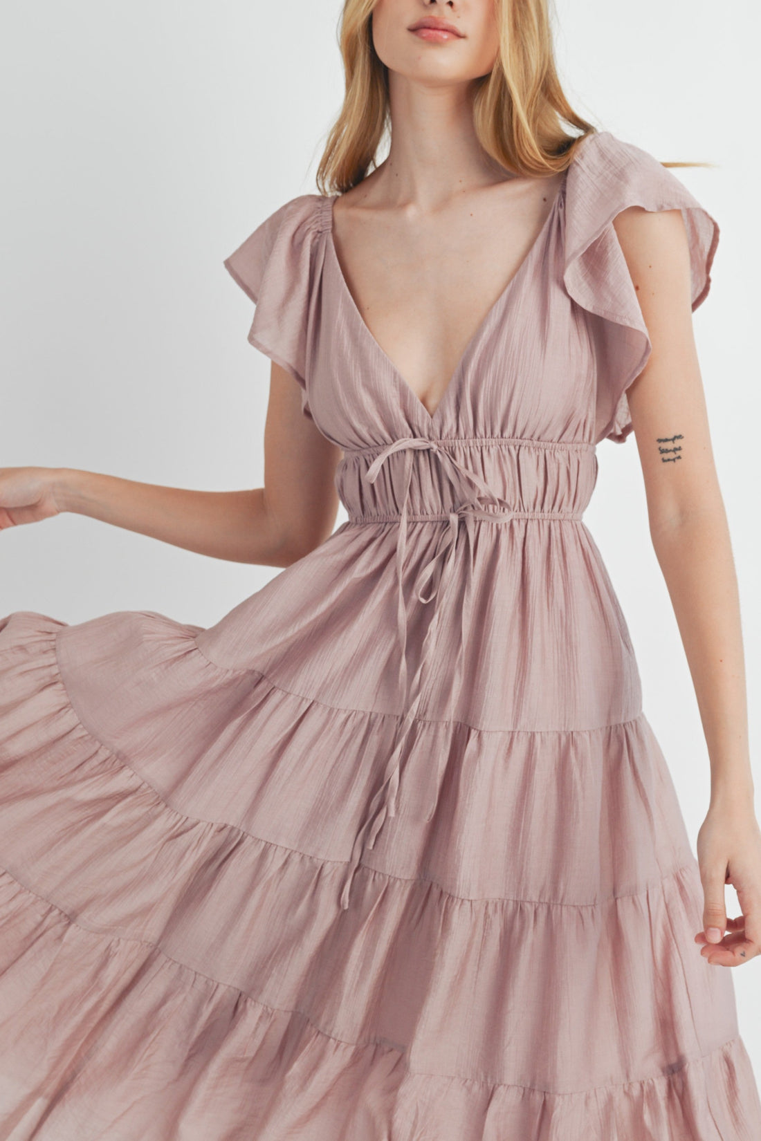 Ruffle Sleeve Summer Midi Dress
