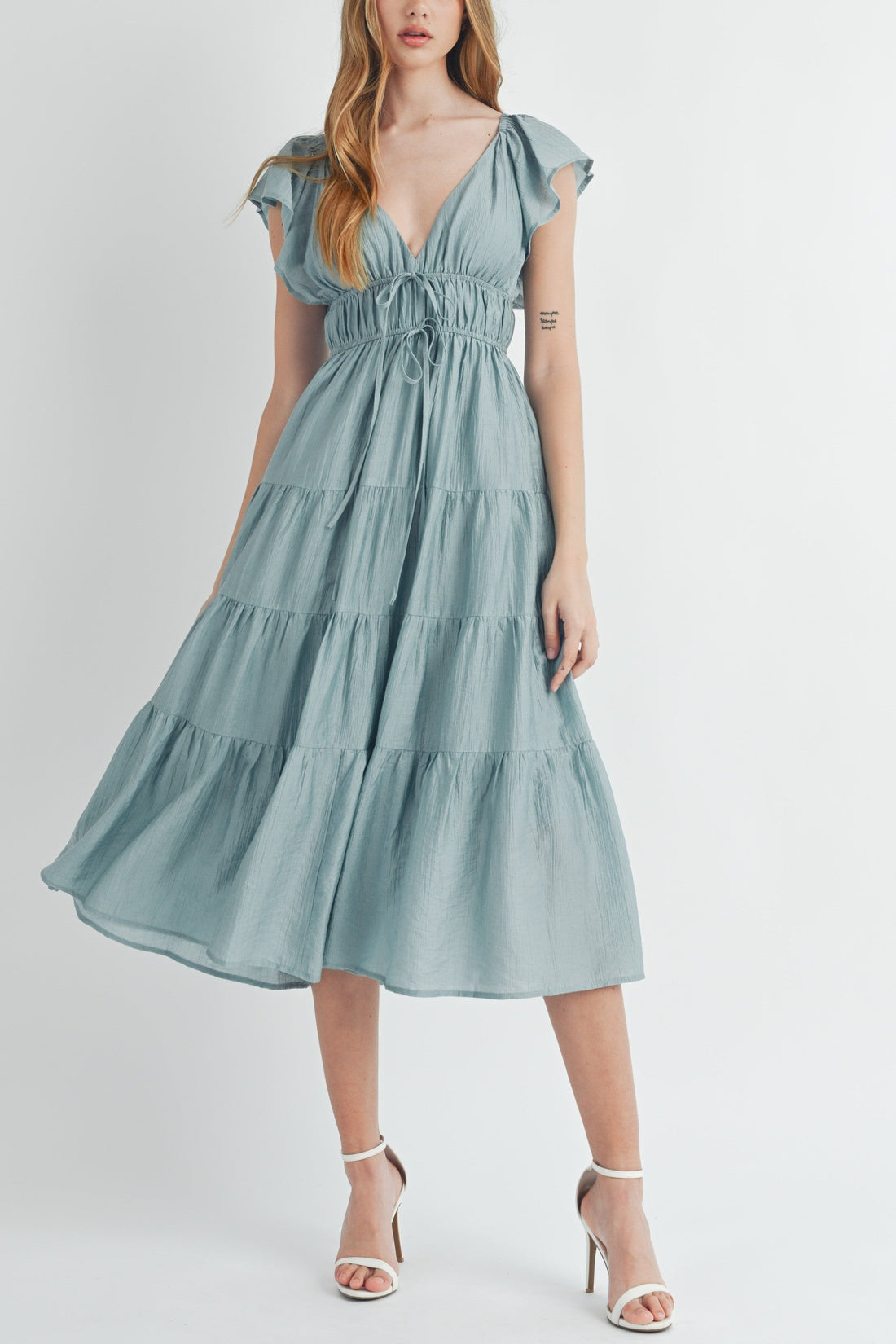 Ruffle Sleeve Summer Midi Dress