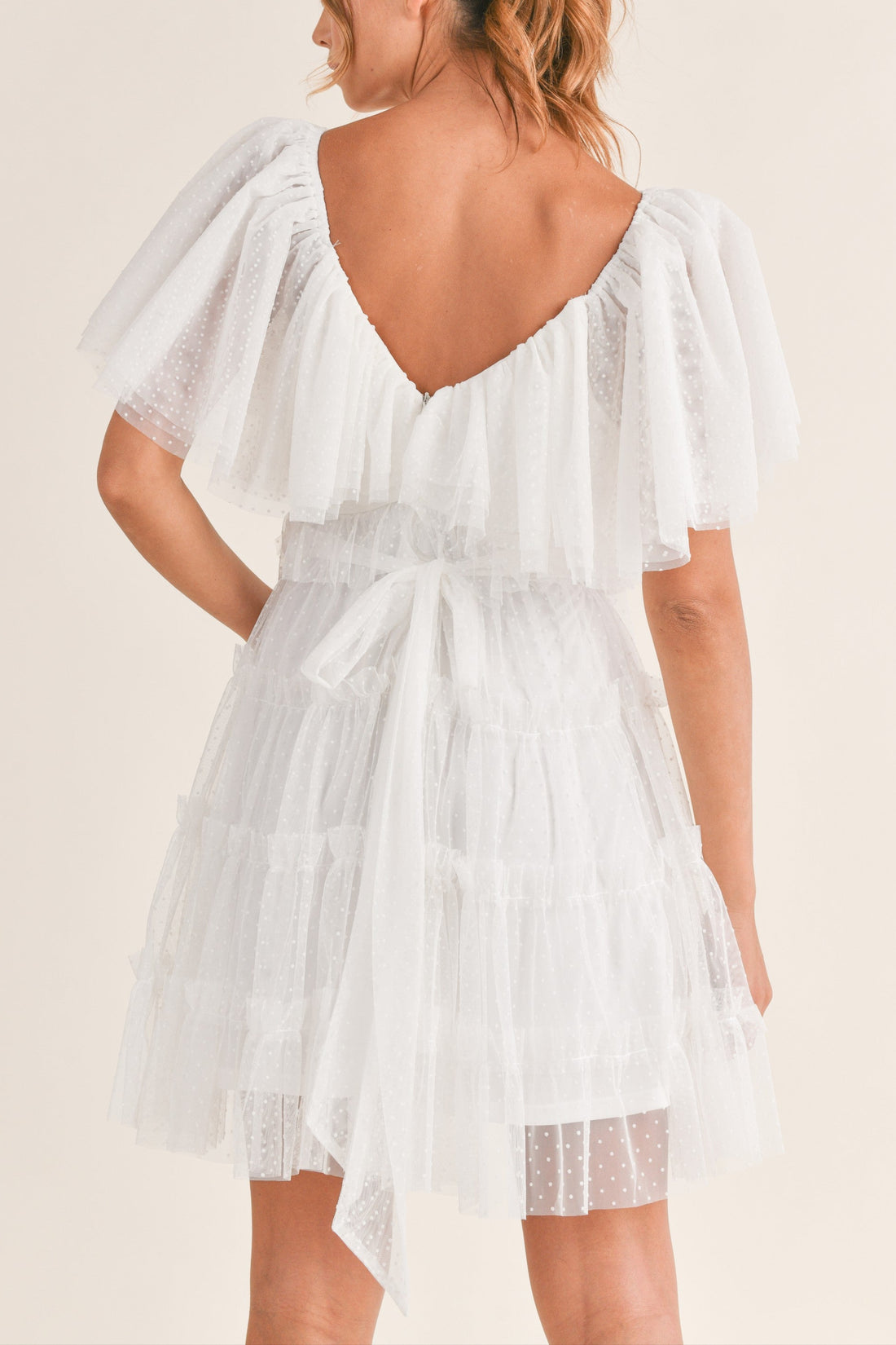 Flutter Sleeve Ruffle Mini Dress