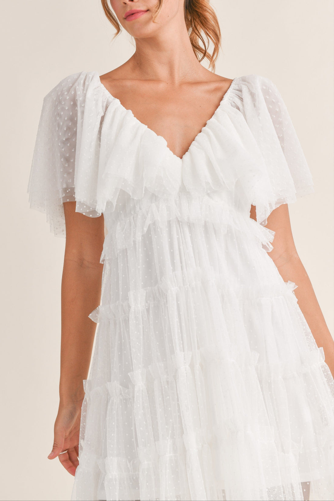 Flutter Sleeve Ruffle Mini Dress