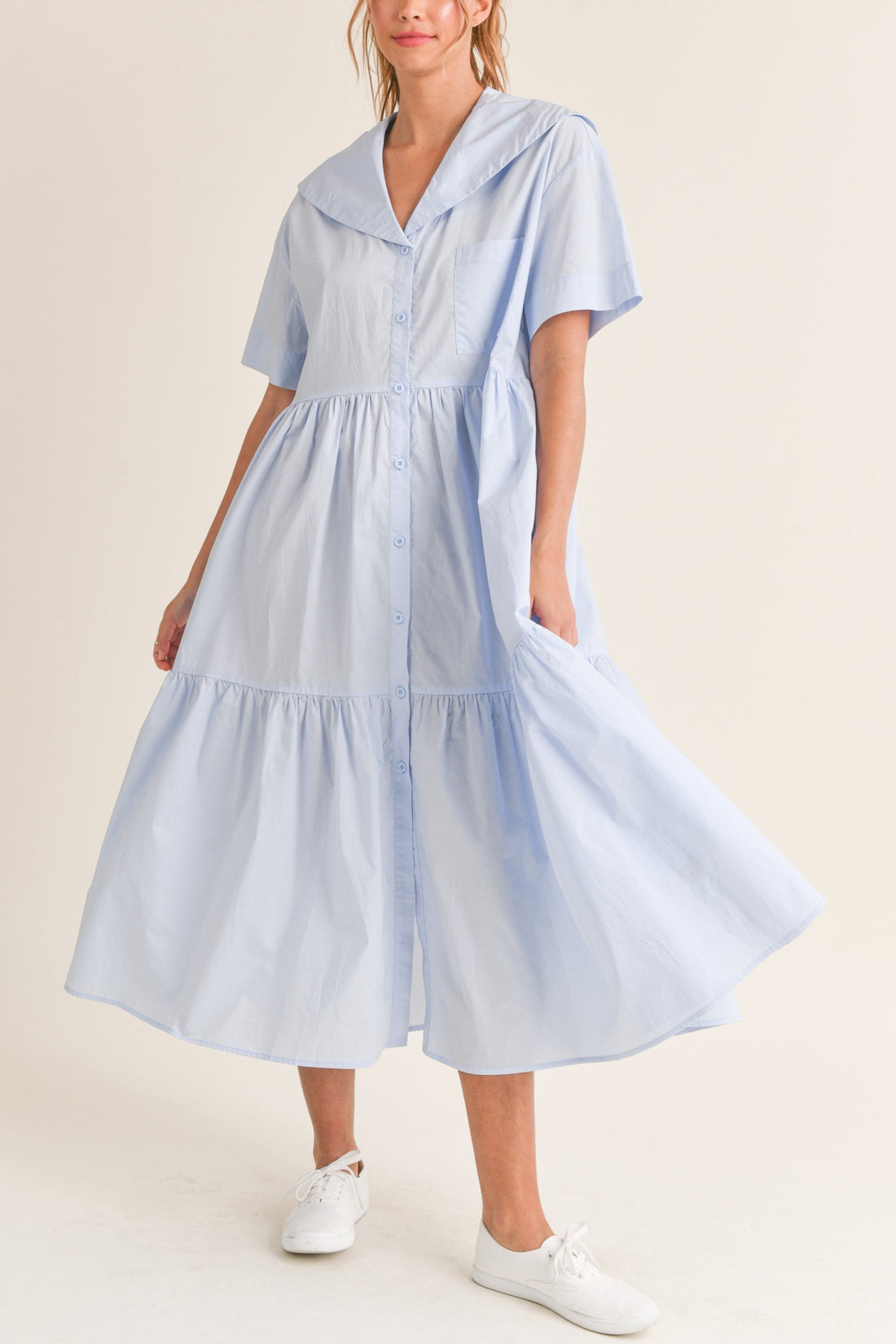 Sailor Collar Midi Dress