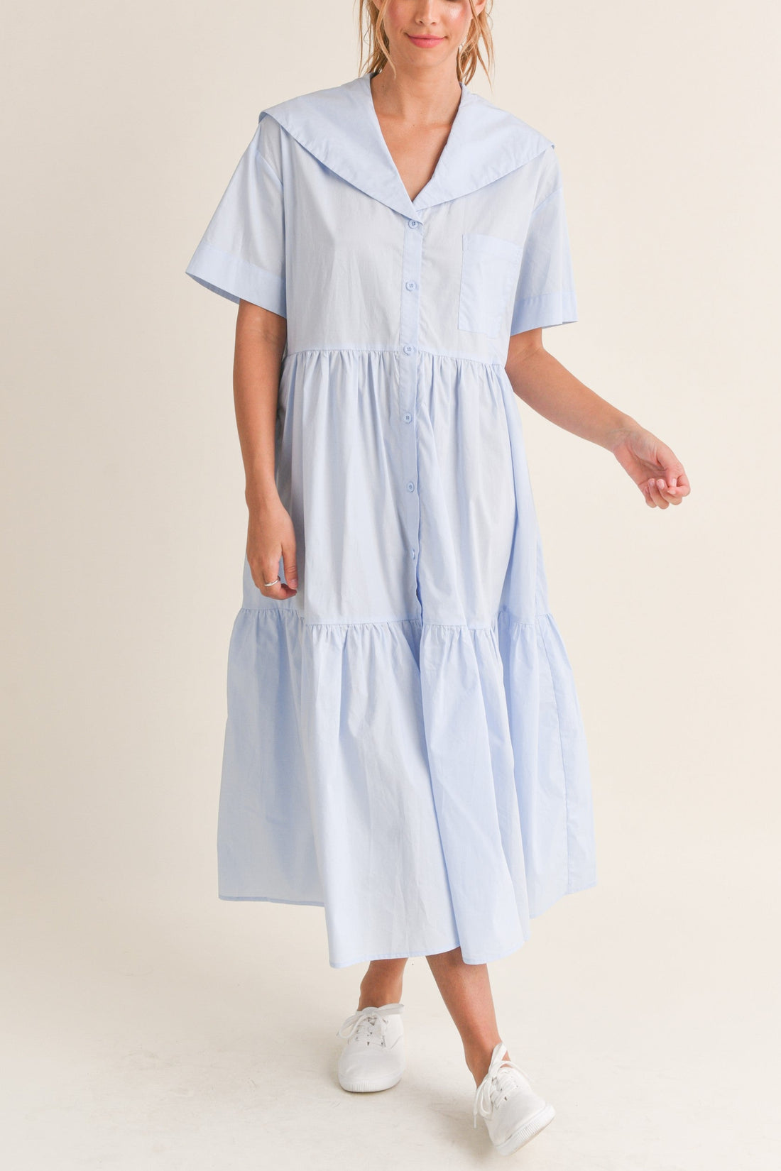 Sailor Collar Midi Dress